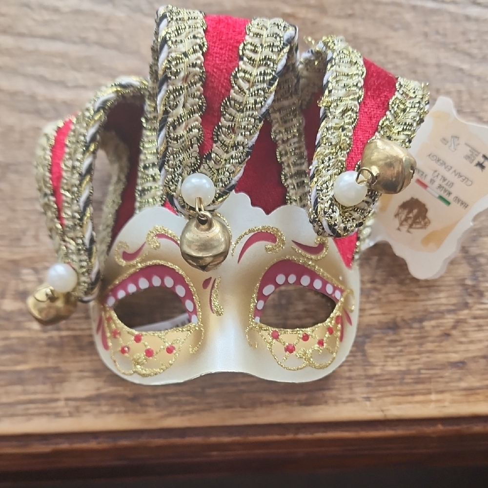 Pier 1 Red and Gold Jester Mask Wall Decor